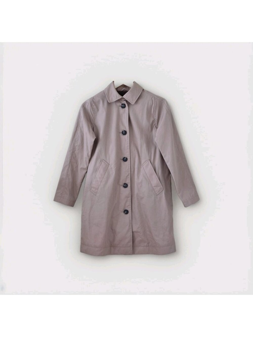 Everlane Organic Cotton Mac Coat XXS Tan Beige Single Breasted Trench